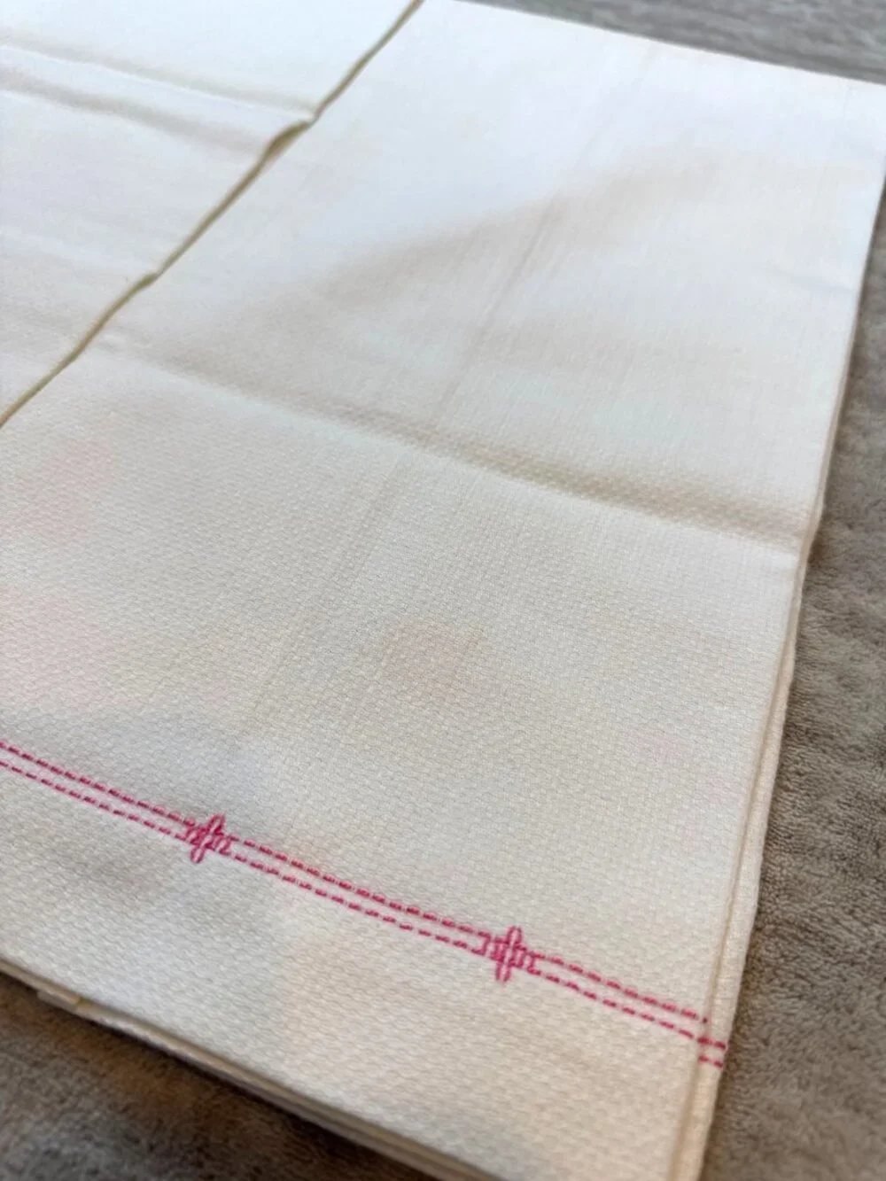 Vintage Pink Embroidered His & Hers Hand Towels